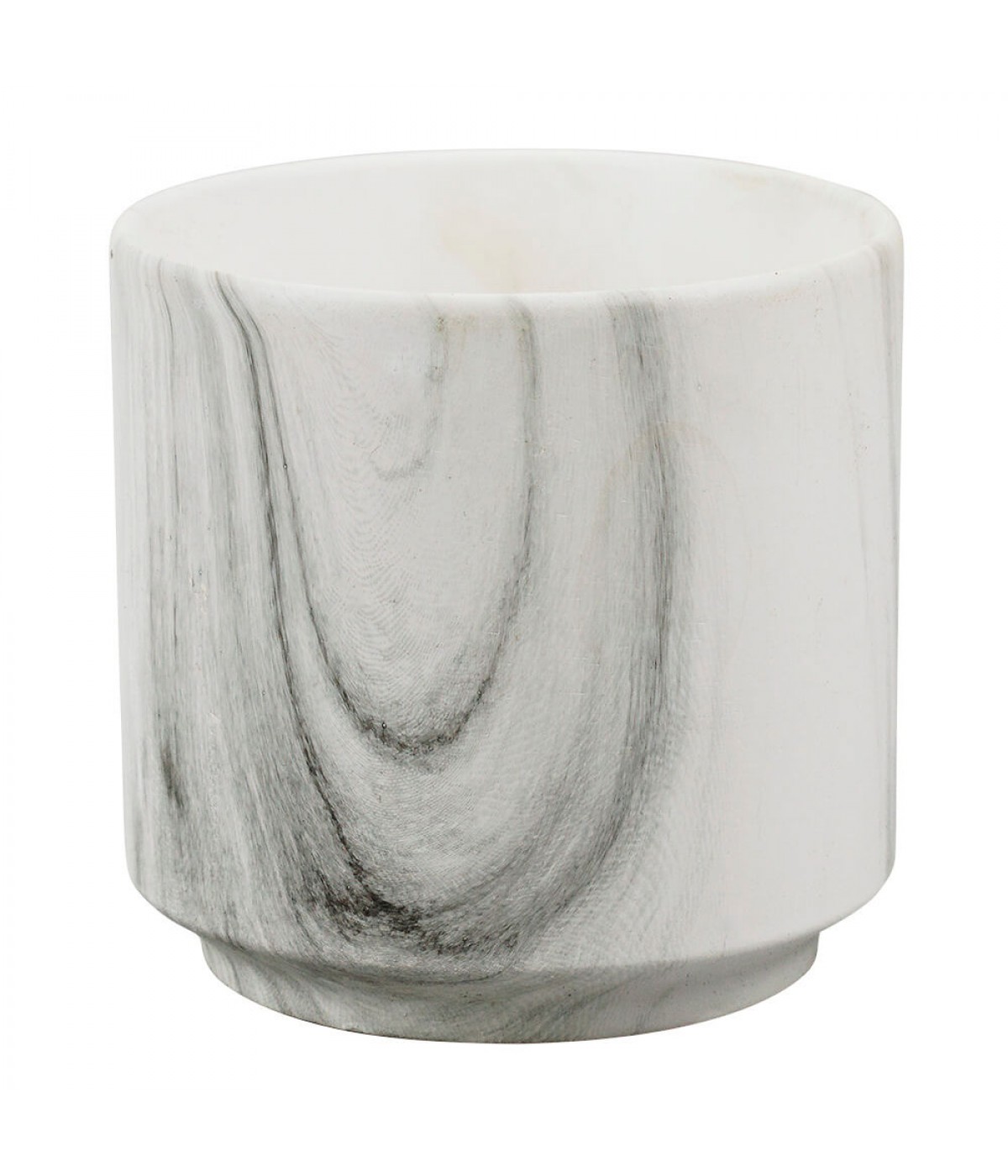 Vaso Porcelana Detalhes Preto Estilo Mármore 8x8x8cm