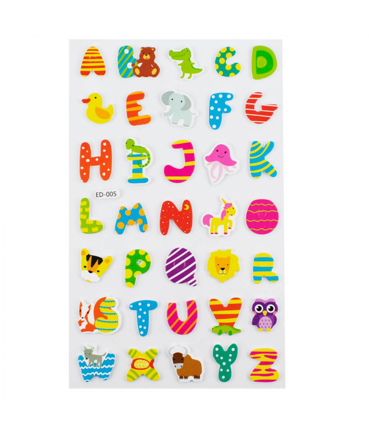 Cartela Adesivos Letras Alfabetos Customizados Modelo B