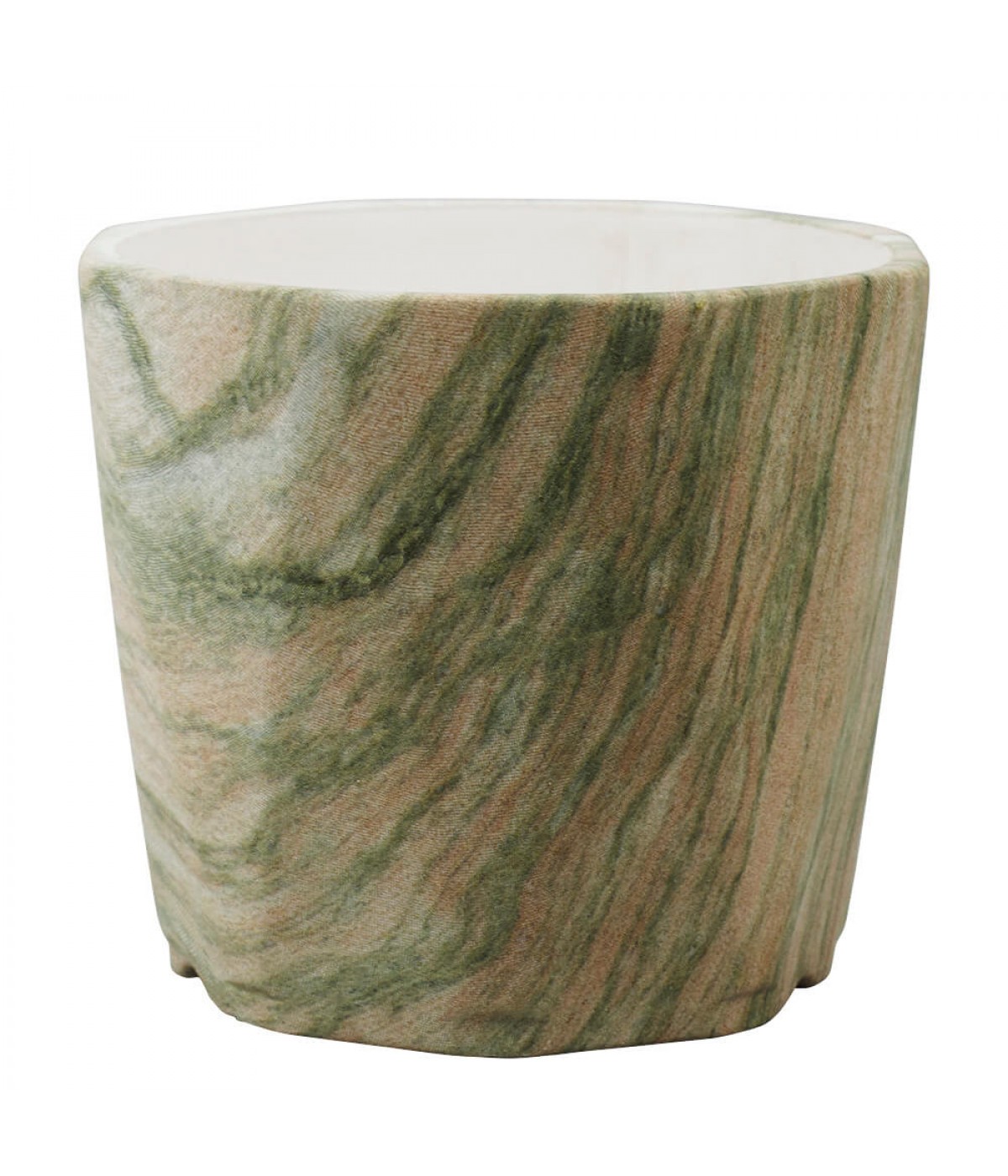 Vaso Porcelana Octagonal Verde Estilo Mármore 9x10x10cm