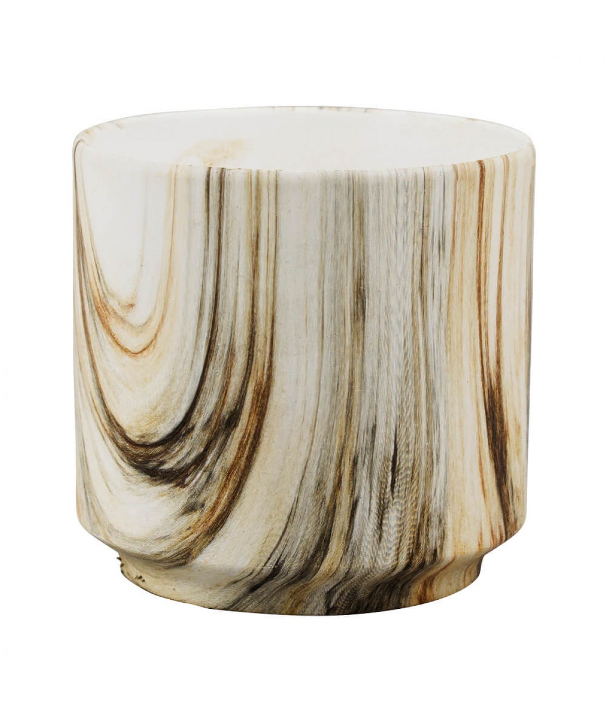 Vaso Porcelana Detalhes Marrom Estilo Mármore 8x8x8cm
