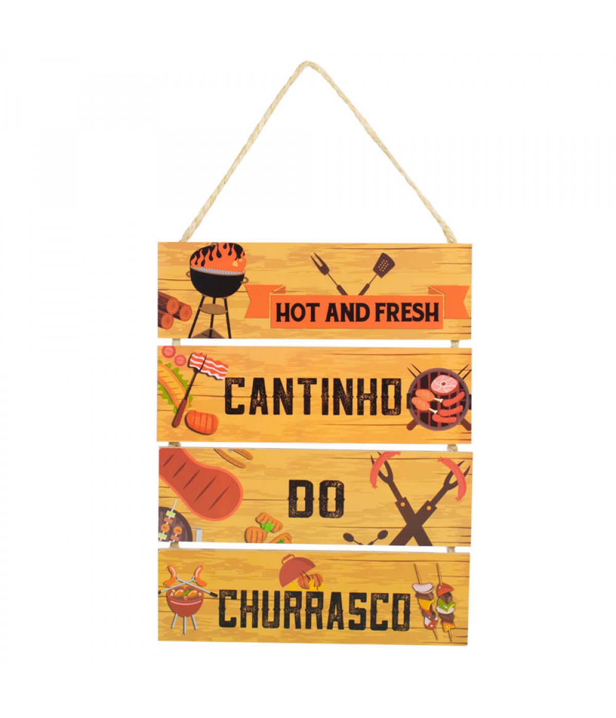 Jogo 4 Placas Decorativas Madeira Cordão 37x29x0,5cm