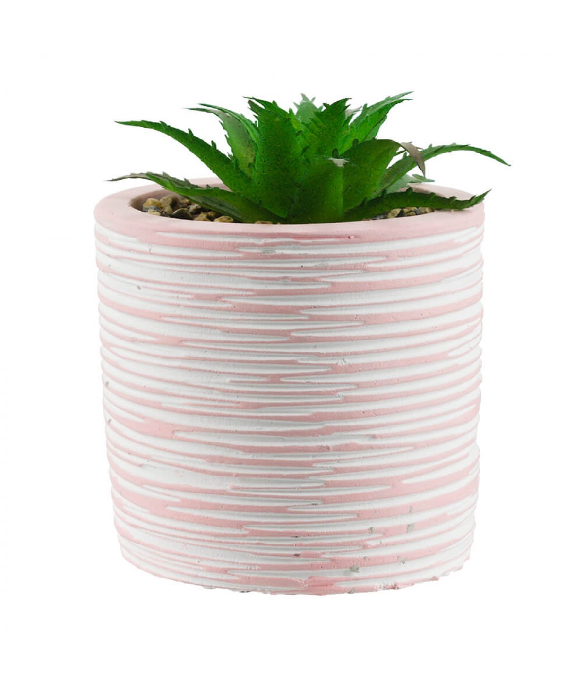 Vaso Cimento Rosa Planta Artificial 9x7x7cm