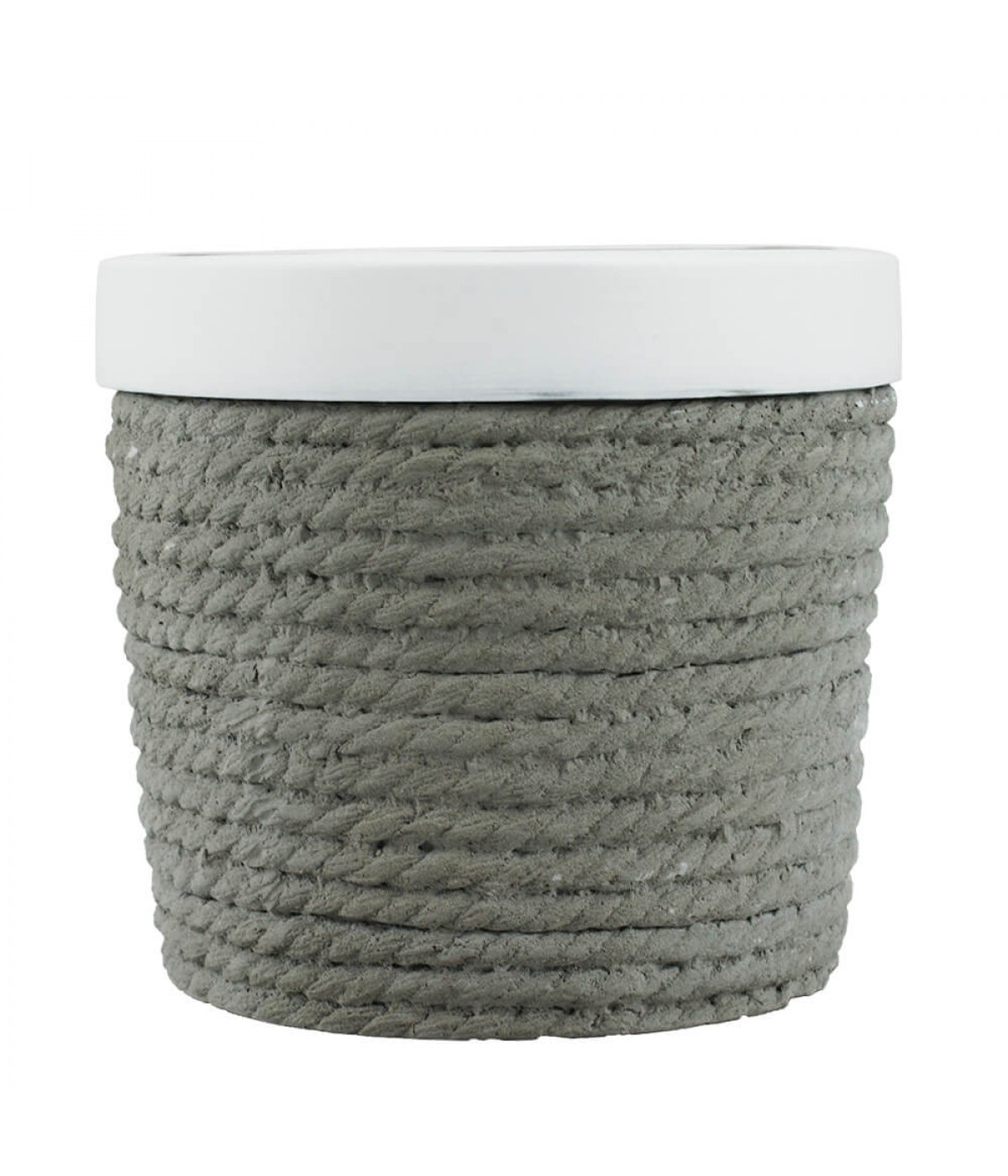 Vaso Cimento Cordas Cinza 10x11x11cm