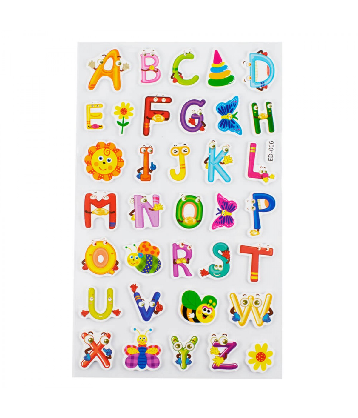 Cartela Adesivos Letras Alfabetos Customizados Modelo A