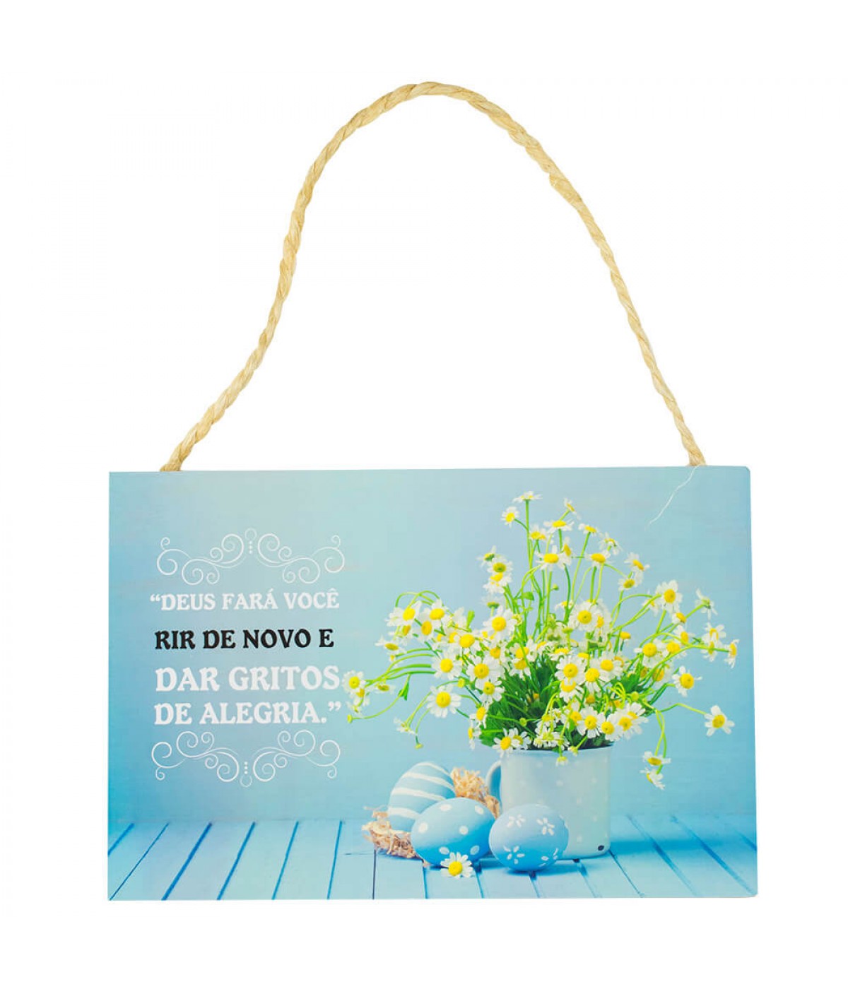 Placa Decorativa Deus Fará Você Rir De Novo 20x30cm