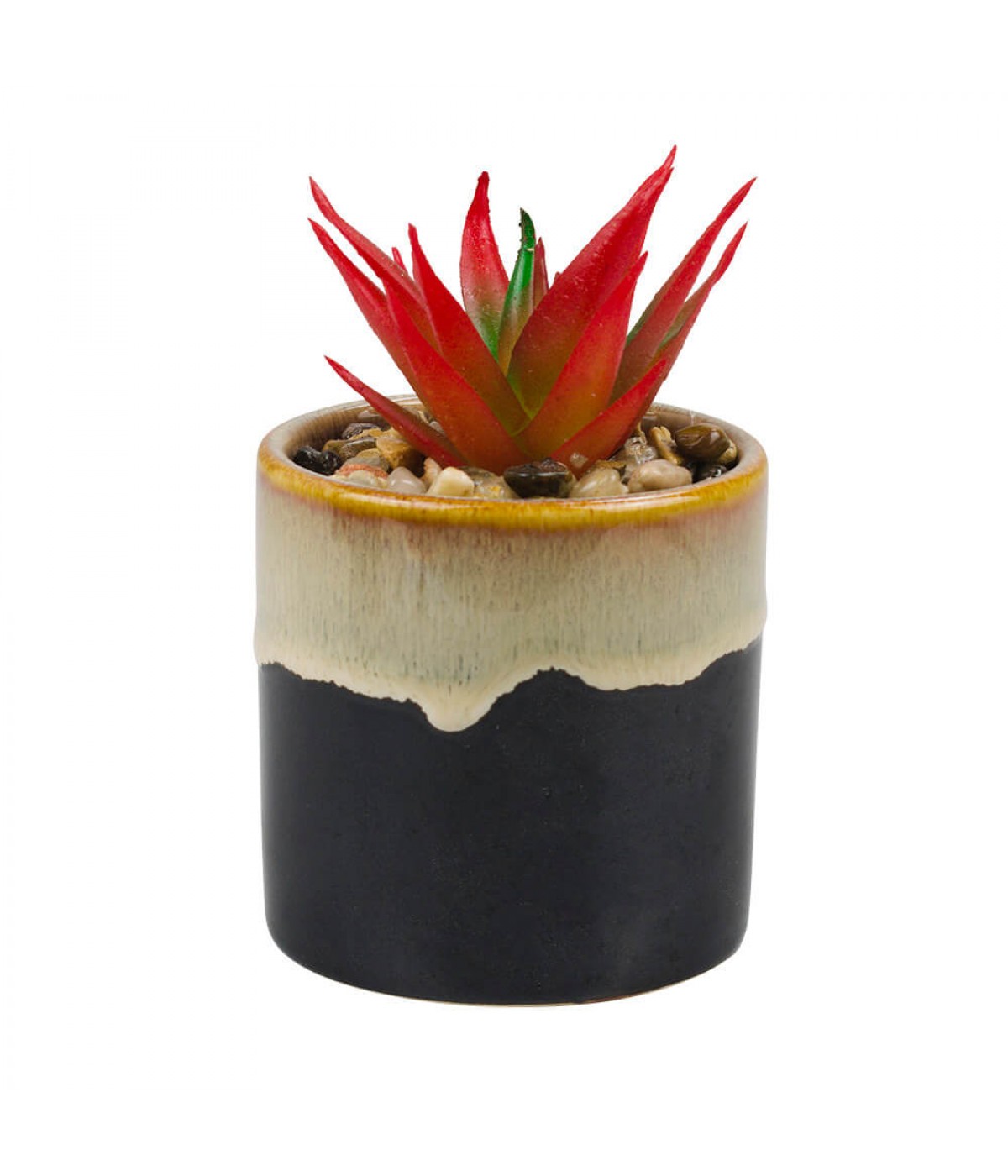 Vaso Porcelana Planta Vermelha 10x6.5x6.5cm