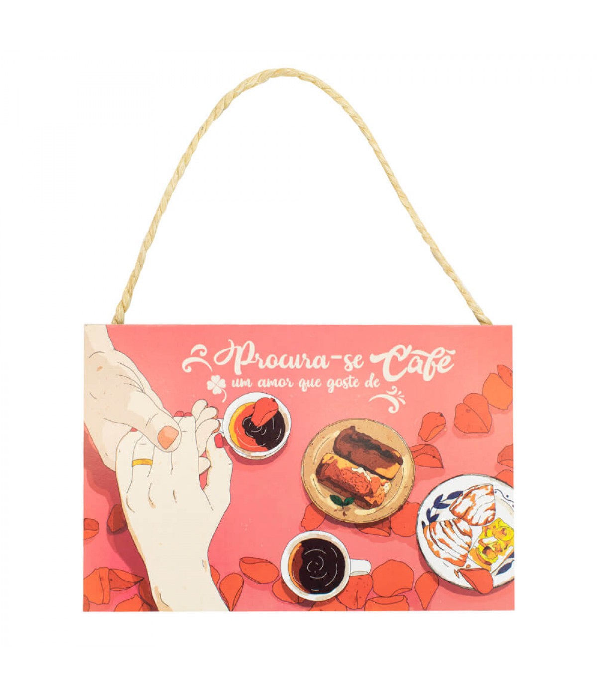 Placa Decorativa Procura-se Um Amor Que Goste De Café 20x30cm