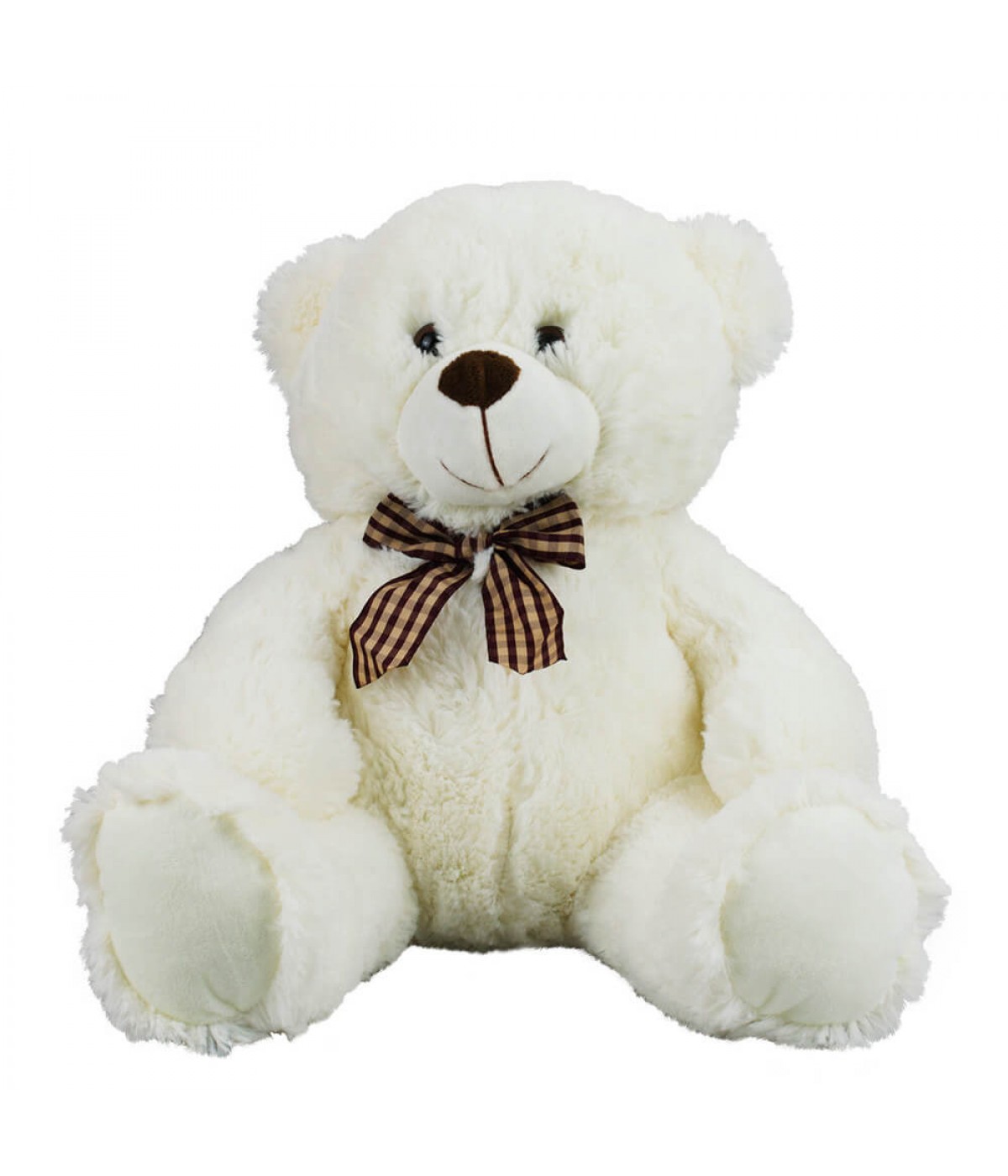 Urso Branco Sentado Laço 29cm - Pelúcia