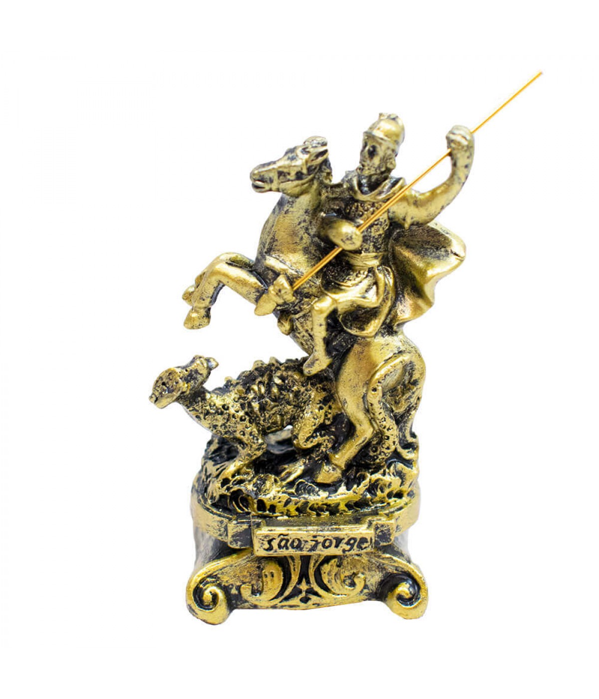 São Jorge Dourado 8cm - Enfeite Resina