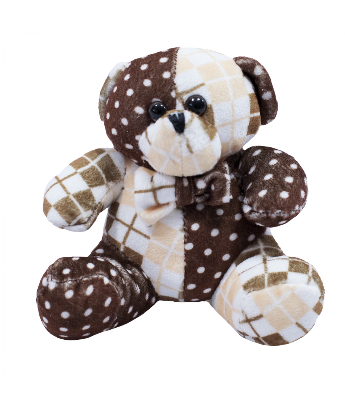 Chaveiro Urso Gravata Marrom Pintas E Quadrados 11cm - Pelúcia